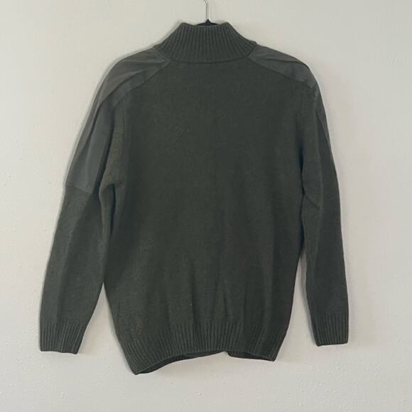 Beretta Men’s Quarter-Zip Wool Blend Sweater Size L Olive Green Luxury Italy - Picture 5 of 5